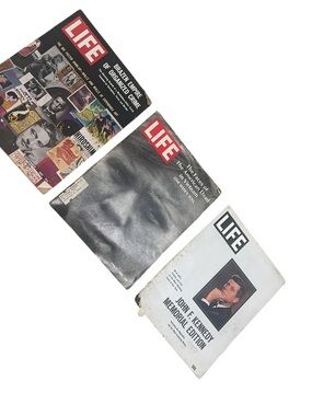 Vintage trio of Life magazines 1960’s/70’s - jfk, vietnam war, poster wave